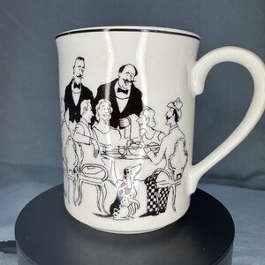 Epoch Collection Le Restaurant Mug – Black & White Cartoon Restaurant Scene12 oz